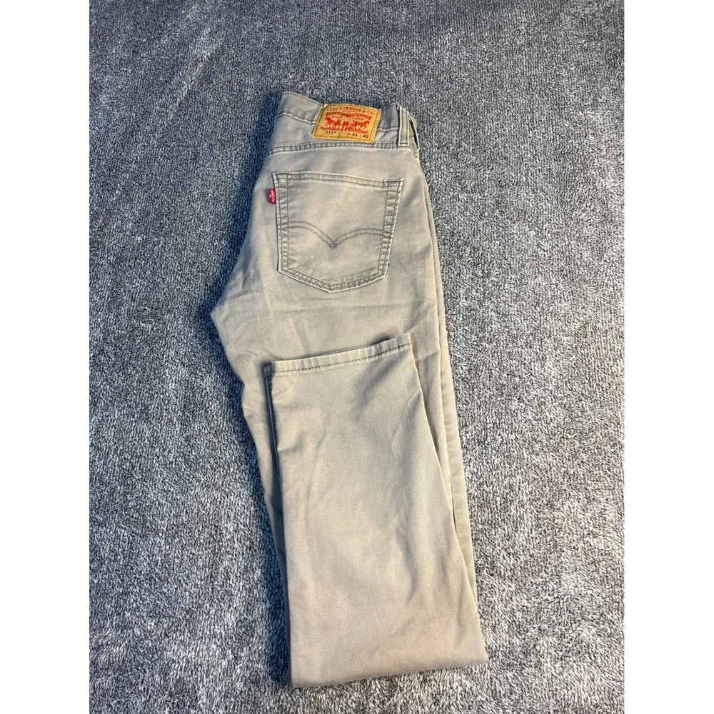 Levis 511 Slim Fit Pants Mens 31x32 Grey Khaki Stretch Casual Trousers